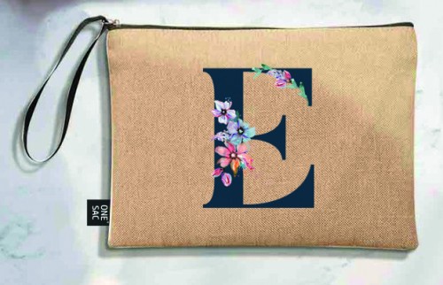 Bolso de mano letra e una pieza (diseño variado) (25×18×1 )